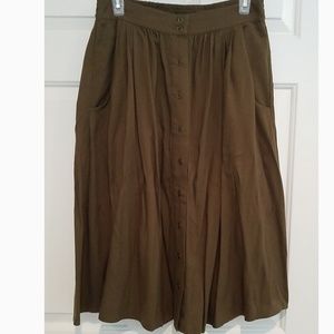 Olive green A-line skirt